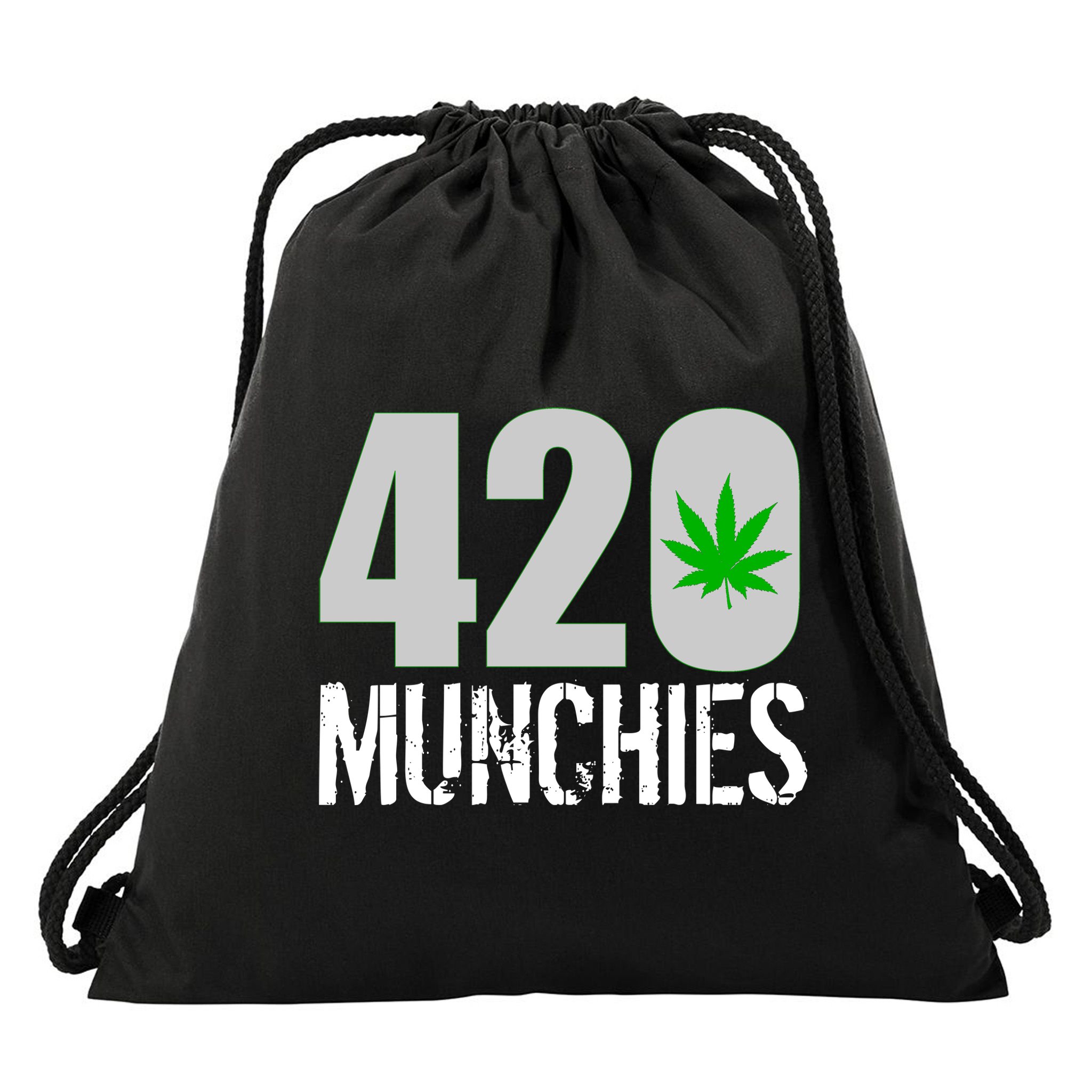 420 Munchies Weed Leaf Drawstring Bag