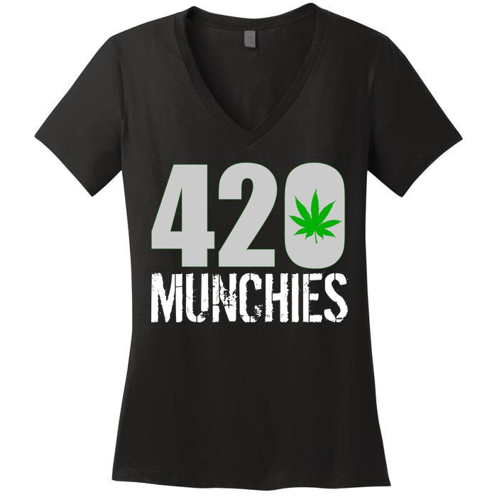 420 Munchies Weed Leaf Women's V-Neck T-Shirt