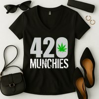 420 Munchies Weed Leaf Women's V-Neck T-Shirt