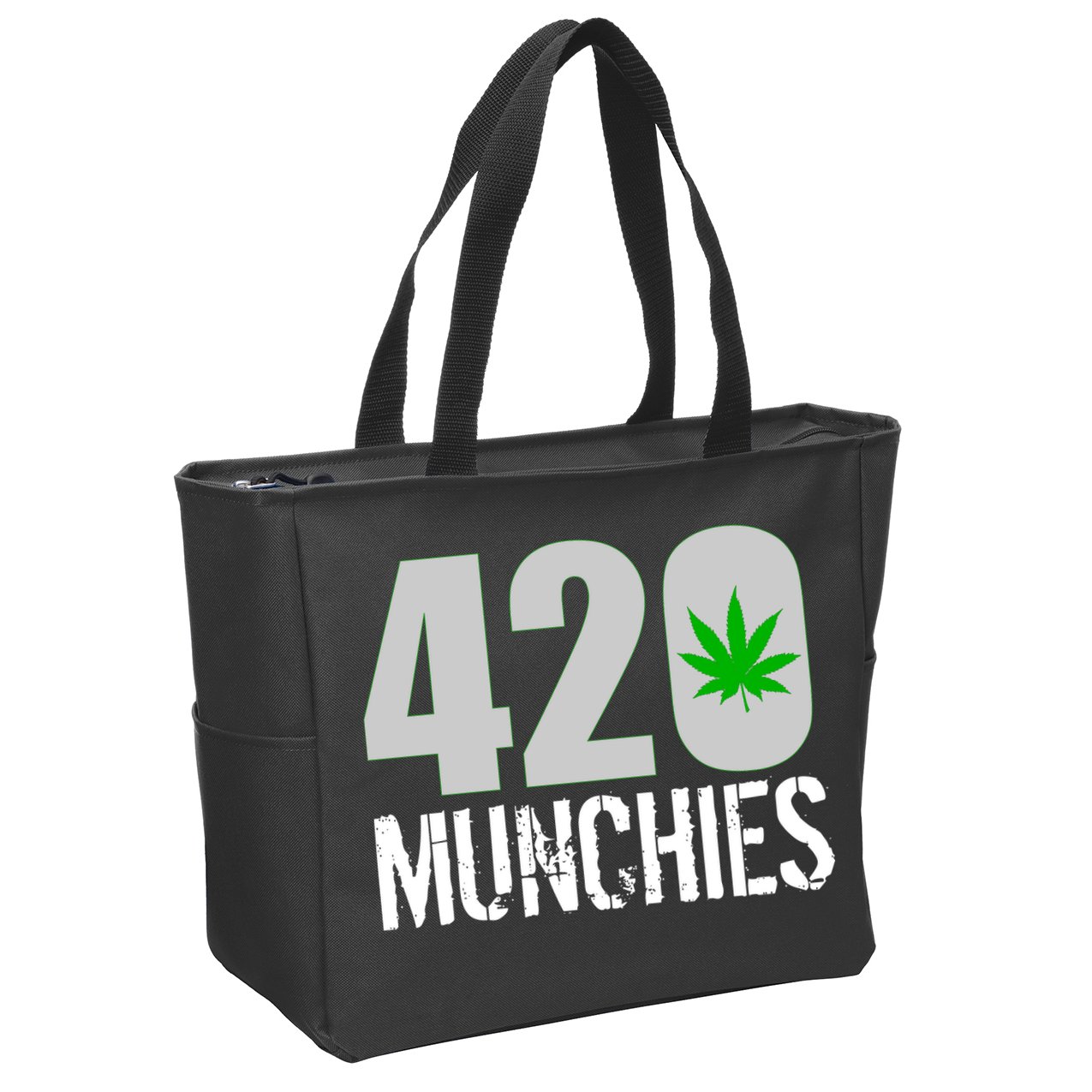 420 Munchies Weed Leaf Zip Tote Bag