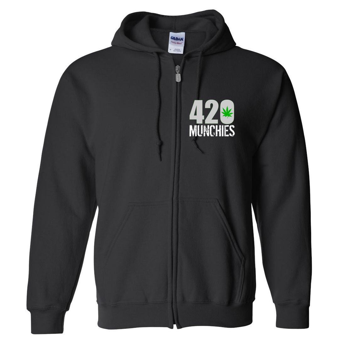 420 Munchies Weed Leaf Full Zip Hoodie