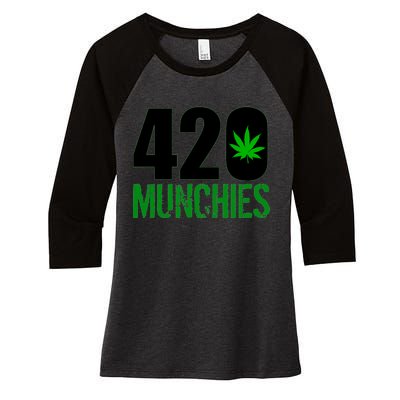 420 Munchies Weed Leaf Women's Tri-Blend 3/4-Sleeve Raglan Shirt