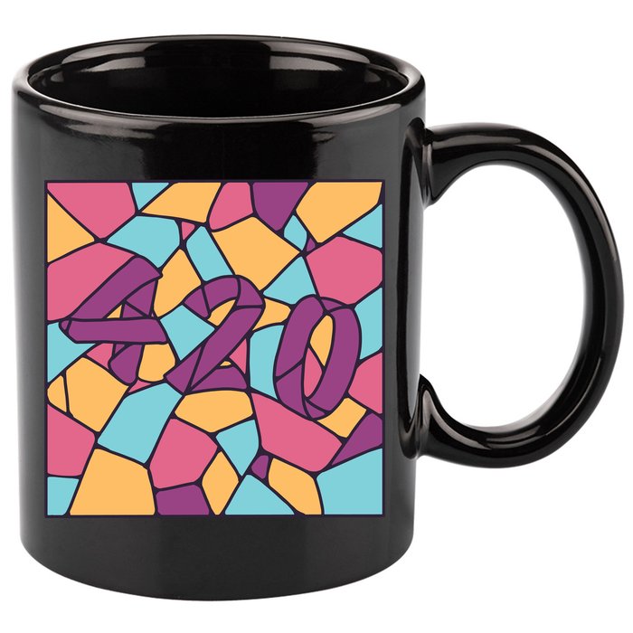 420 Stained Glass 11oz C Handle Ceramic Mug