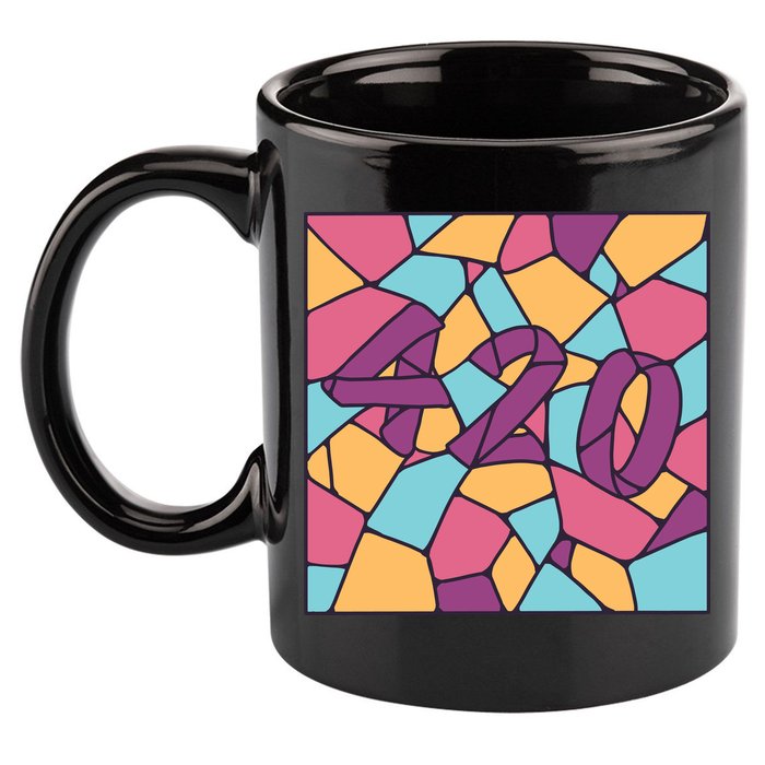 420 Stained Glass 11oz C Handle Ceramic Mug