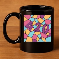420 Stained Glass 11oz C Handle Ceramic Mug