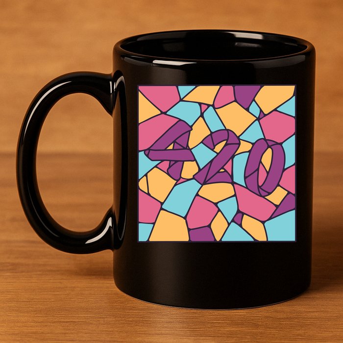 420 Stained Glass 11oz C Handle Ceramic Mug