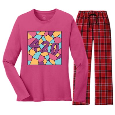 420 Stained Glass Women's Long Sleeve Flannel Pajama Set 