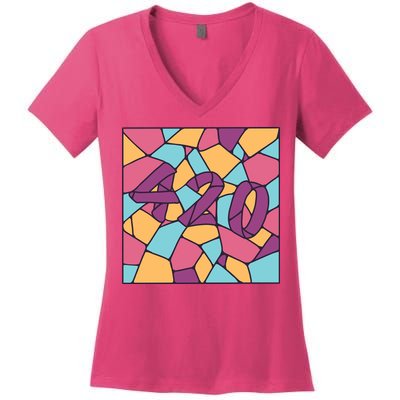 420 Stained Glass Women's V-Neck T-Shirt
