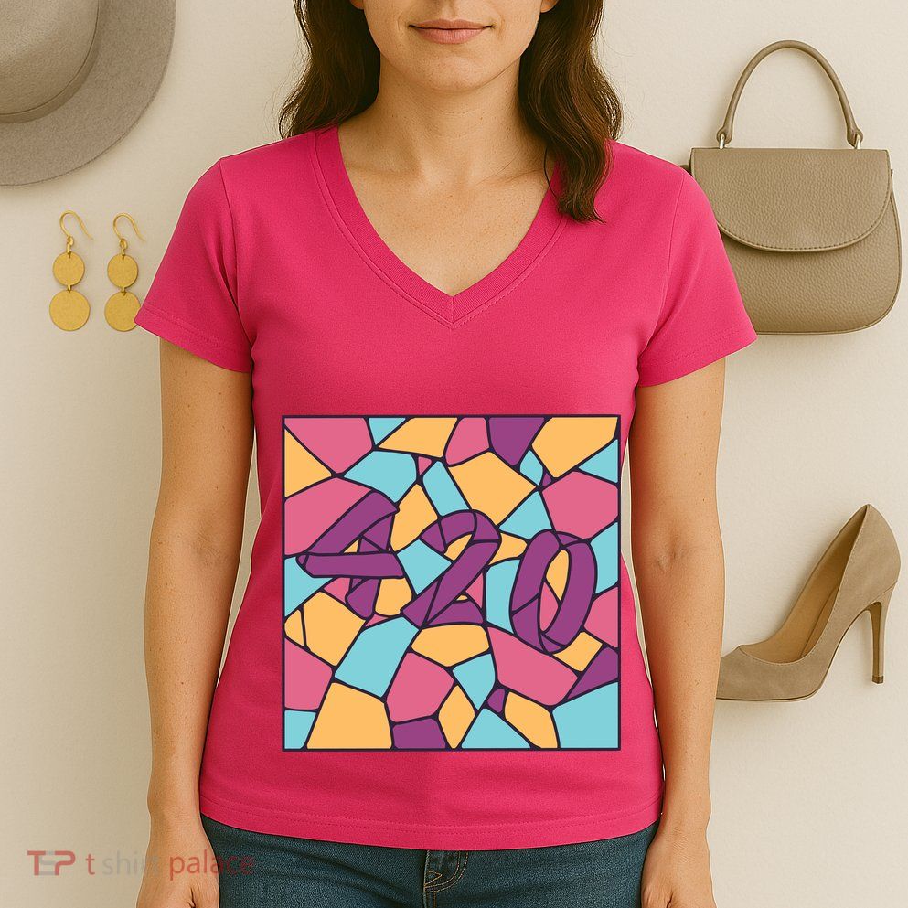 420 Stained Glass Women's V-Neck T-Shirt