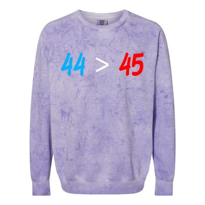 44 > 45 Red White Blue 44th President is Greater Than 45 Colorblast Crewneck Sweatshirt