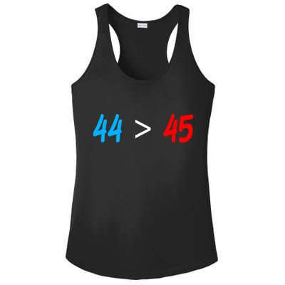 44 > 45 Red White Blue 44th President is Greater Than 45 Ladies PosiCharge Competitor Racerback Tank