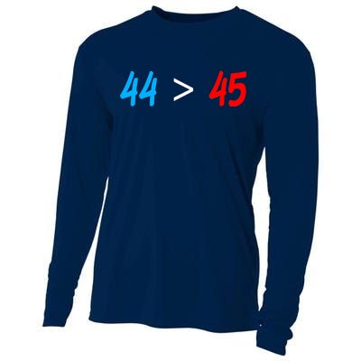 44 > 45 Red White Blue 44th President is Greater Than 45 Cooling Performance Long Sleeve Crew