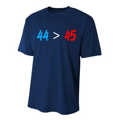 44 > 45 Red White Blue 44th President is Greater Than 45 Performance Sprint T-Shirt