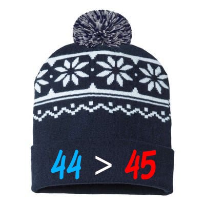 44 > 45 Red White Blue 44th President is Greater Than 45 USA-Made Snowflake Beanie