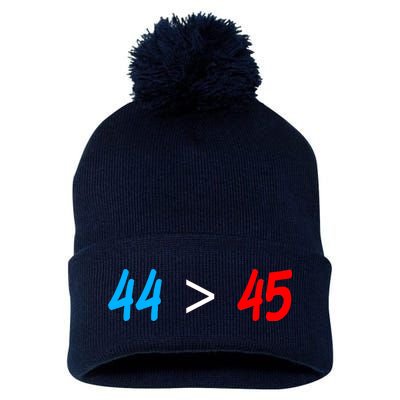 44 > 45 Red White Blue 44th President is Greater Than 45 Pom Pom 12in Knit Beanie