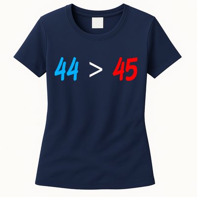44 > 45 Red White Blue 44th President is Greater Than 45 Womens T-Shirt