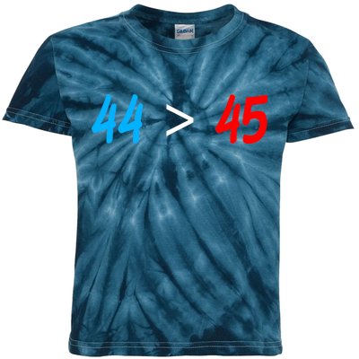 44 > 45 Red White Blue 44th President is Greater Than 45 Kids Tie-Dye T-Shirt