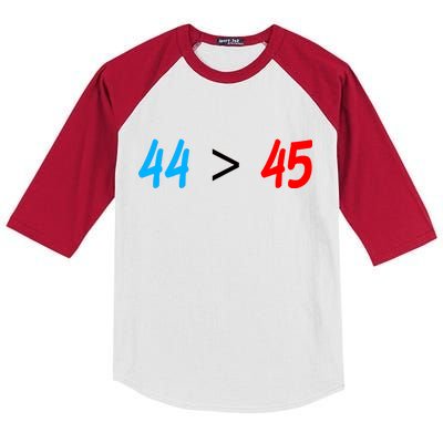 44 > 45 Red White Blue 44th President is Greater Than 45 Kids Colorblock Raglan Jersey