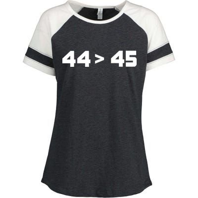 44 > 45 The 44th President is Greater Than 45th Enza Ladies Jersey Colorblock Tee