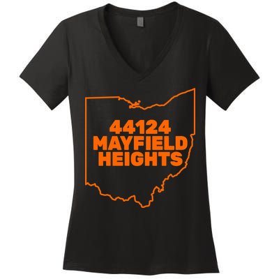 44124 Mayfield Heights Cleveland Ohio Women's V-Neck T-Shirt