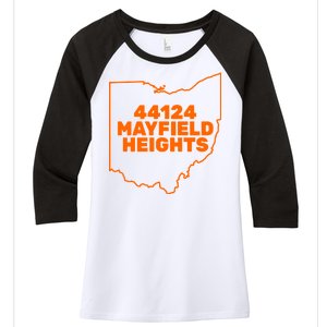 44124 Mayfield Heights Cleveland Ohio Women's Tri-Blend 3/4-Sleeve Raglan Shirt