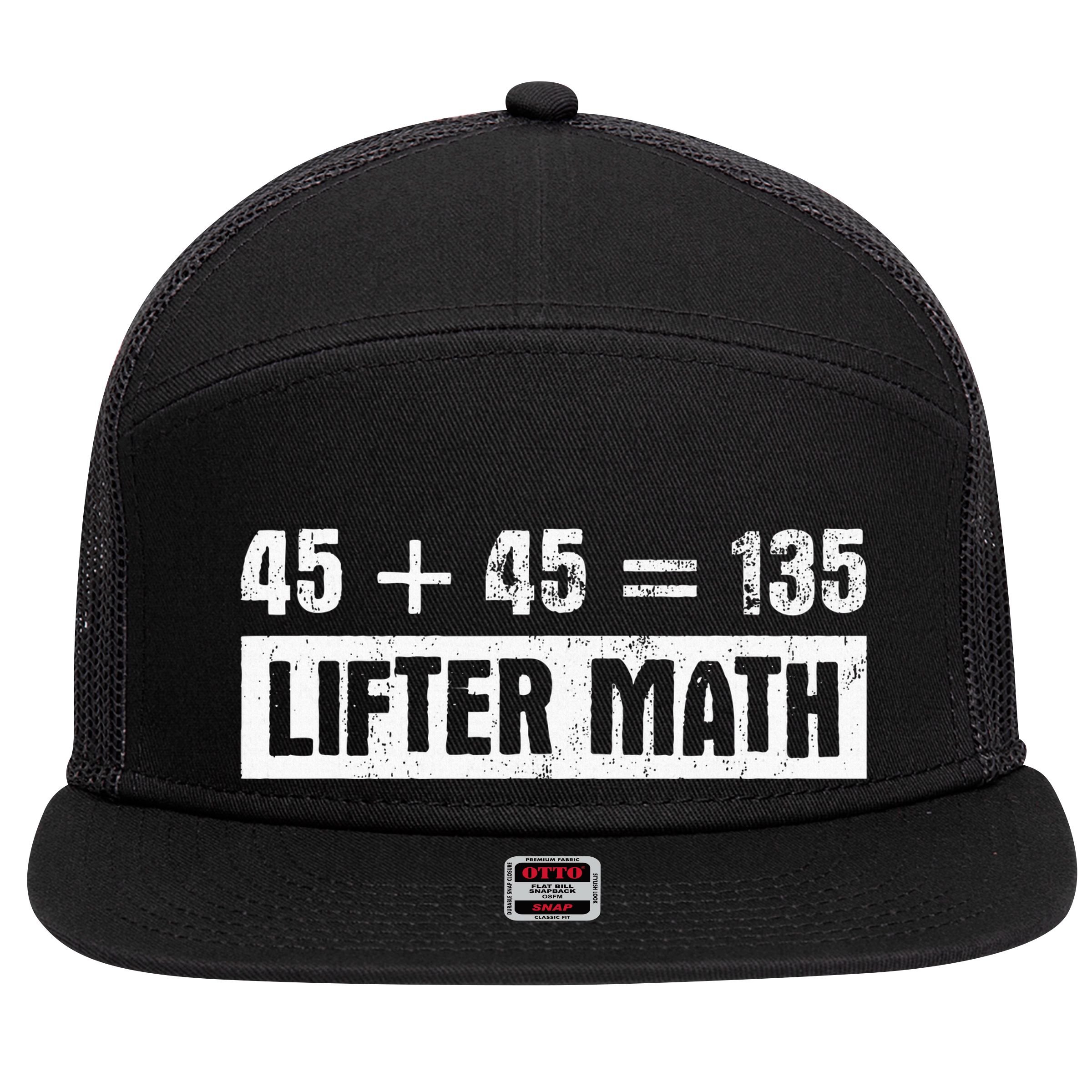45 45 135 Lifter Math Powerlifting 7 Panel Mesh Trucker Snapback Hat