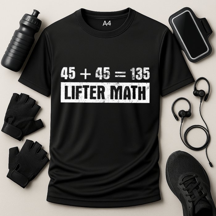 45 45 135 Lifter Math Powerlifting Cooling Performance Crew T-Shirt
