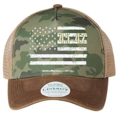 45 47 4547 Vintage American Flag Pro Trump 2024 I'll Be Back Legacy Tie Dye Trucker Hat