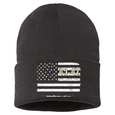 45 47 4547 Vintage American Flag Pro Trump 2024 I'll Be Back Sustainable Knit Beanie