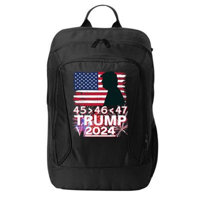 45 46 47 Trump 2024 Vintage American Flag Fireworks City Backpack