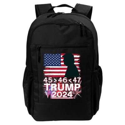 45 46 47 Trump 2024 Vintage American Flag Fireworks Daily Commute Backpack