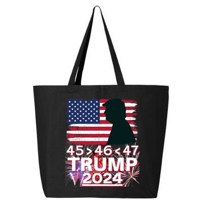 45 46 47 Trump 2024 Vintage American Flag Fireworks 25L Jumbo Tote