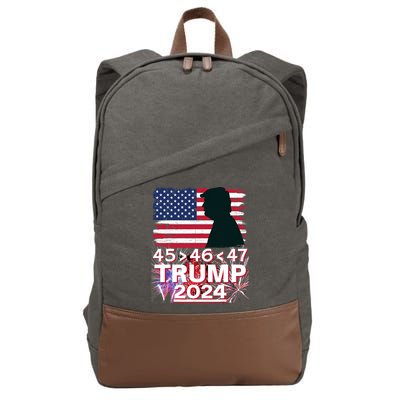 45 46 47 Trump 2024 Vintage American Flag Fireworks Cotton Canvas Backpack