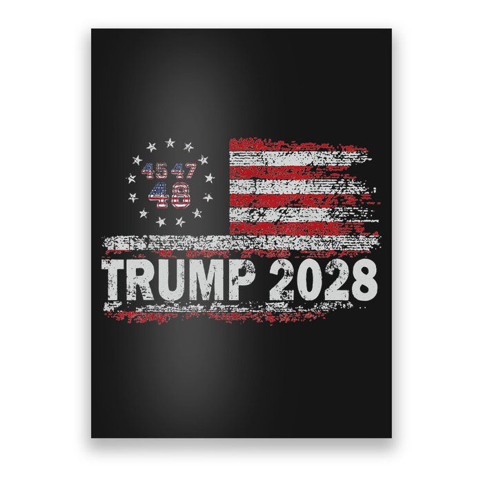 45 47 48 Donald Trump 2028 American Flag Election Vintage Poster