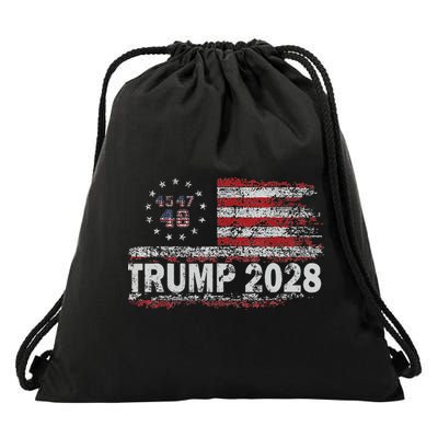 45 47 48 Donald Trump 2028 American Flag Election Vintage Drawstring Bag