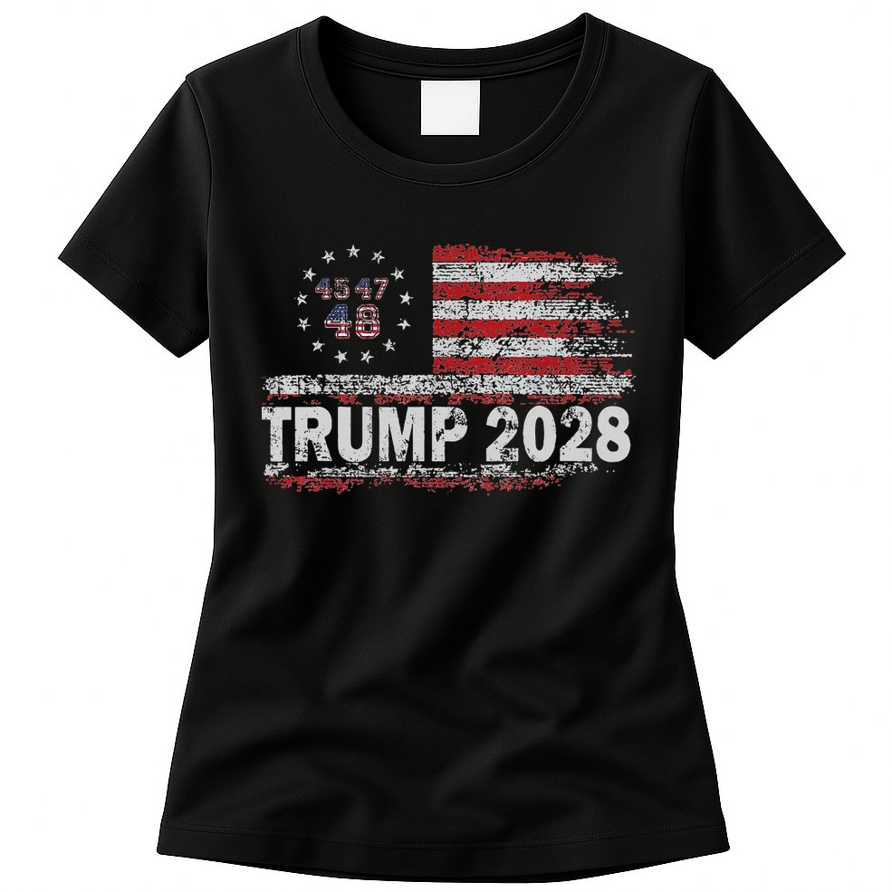 45 47 48 Donald Trump 2028 American Flag Election Vintage Womens T-Shirt