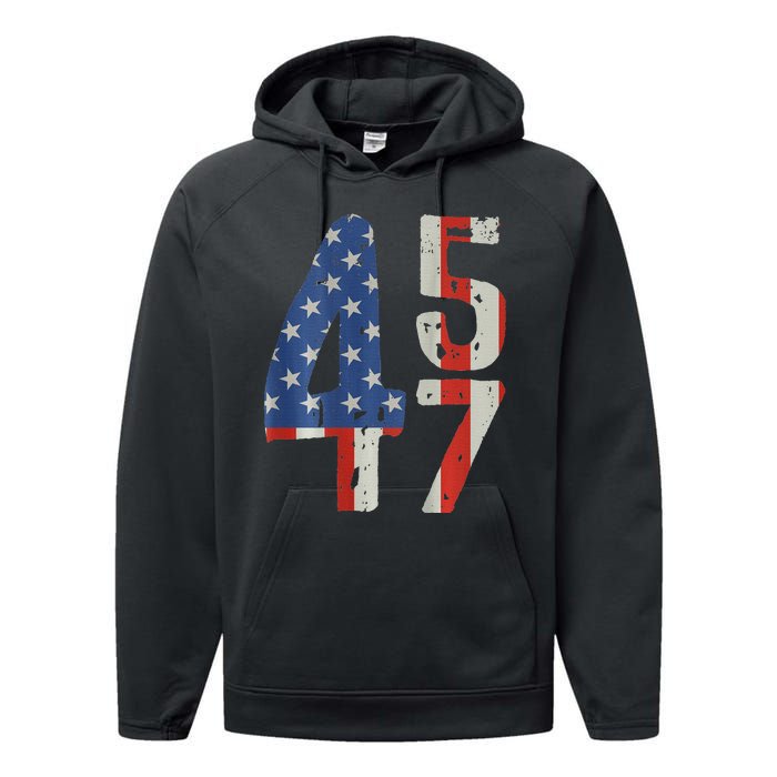 45 47 America Flag Retro Performance Fleece Hoodie