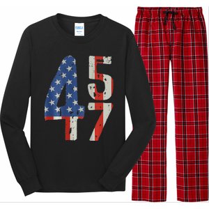 45 47 America Flag Retro Long Sleeve Pajama Set