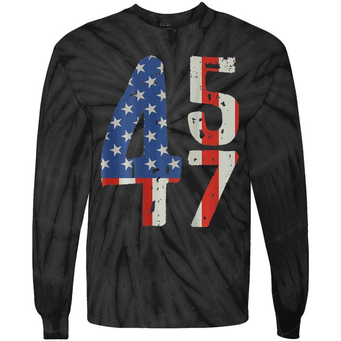 45 47 America Flag Retro Tie-Dye Long Sleeve Shirt