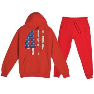 45 47 America Flag Retro Premium Hooded Sweatsuit Set