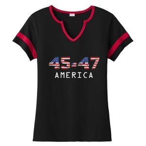 45 47 America Flag Ladies Halftime Notch Neck Tee