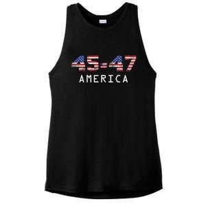 45 47 America Flag Ladies PosiCharge Tri-Blend Wicking Tank