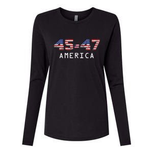 45 47 America Flag Womens Cotton Relaxed Long Sleeve T-Shirt