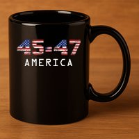 45 47 America Flag 11oz C Handle Ceramic Mug