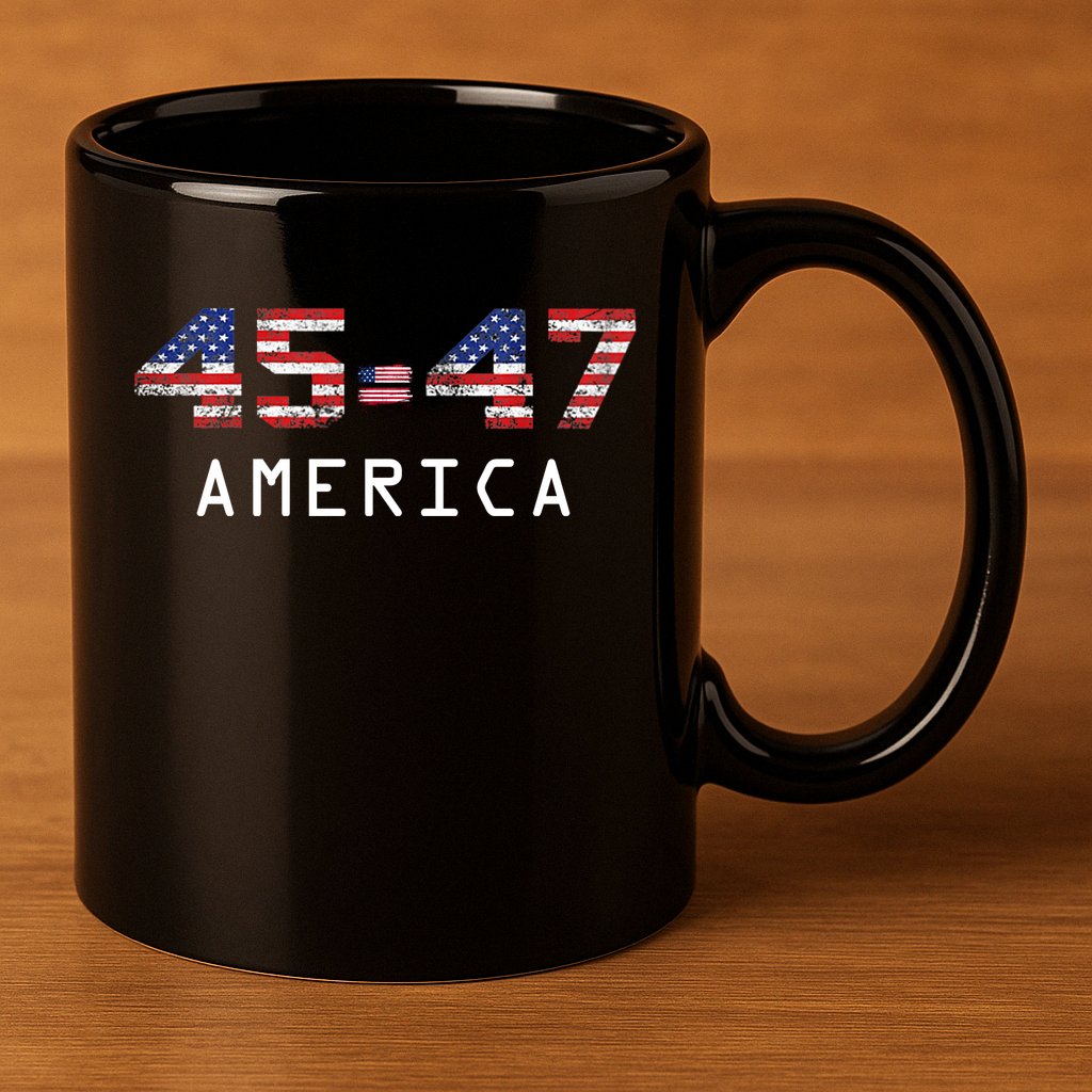 45 47 America Flag 11oz C Handle Ceramic Mug