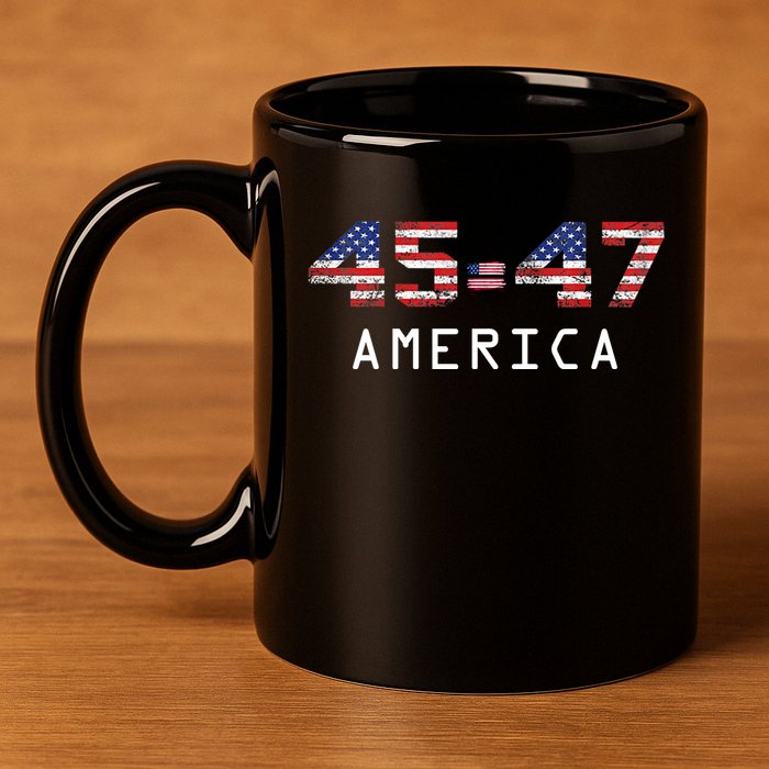 45 47 America Flag 11oz C Handle Ceramic Mug