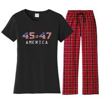 45 47 America Flag Women's Flannel Pajama Set