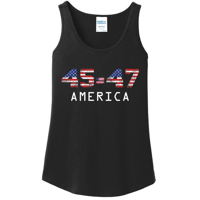 45 47 America Flag Ladies Essential Tank