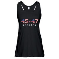 45 47 America Flag Ladies Essential Flowy Tank