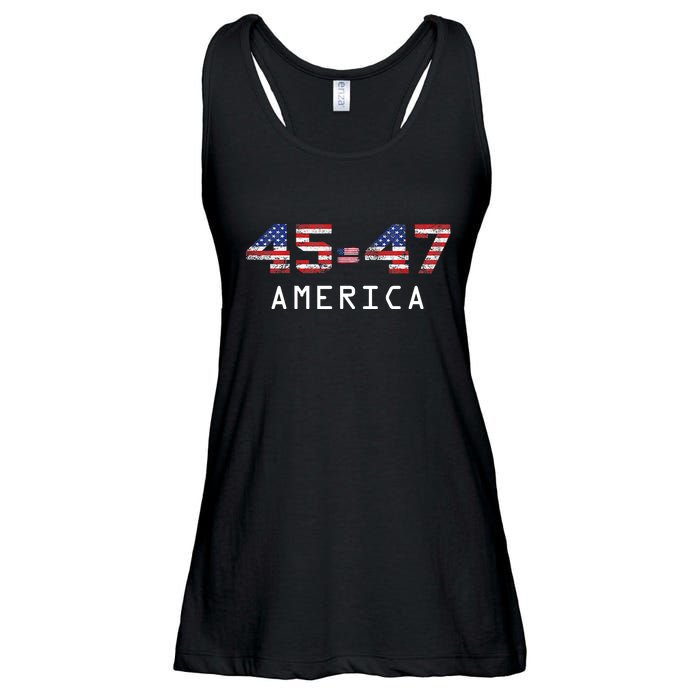 45 47 America Flag Ladies Essential Flowy Tank